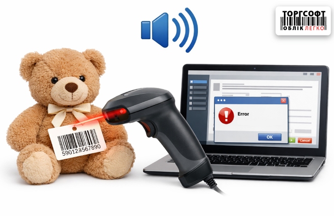 Scanerul de coduri de bare „bip”, dar produsul nu este adăugat la Torgsoft