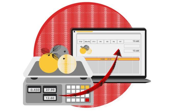 Connecting electronic scales for weighing goods during sales