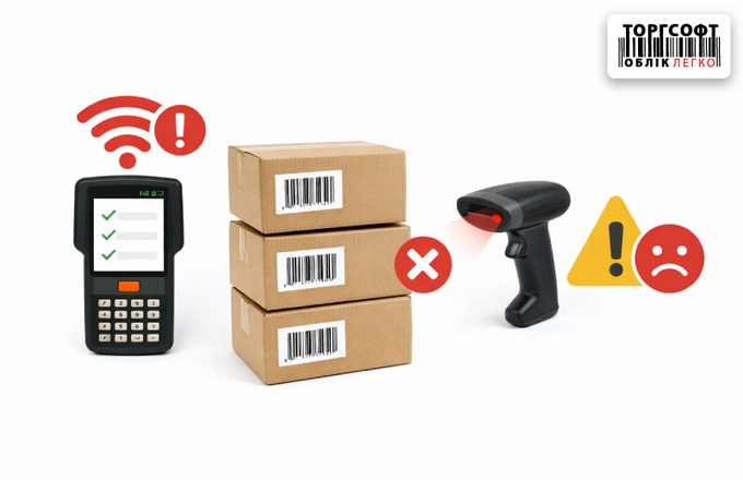 Mobilná inventarizácia a terminál na zber údajov: chyby pri pripájaní, pripojení a skenovaní 