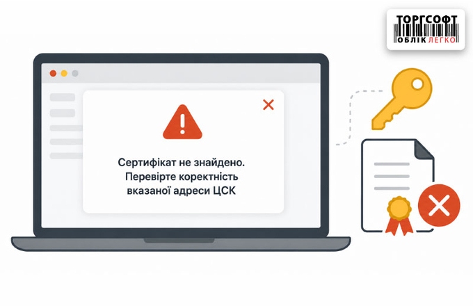 Помилка при завантаженні сертифікатів ключа. Сертифікат не знайдено. Перевірте коректність вказаної адреси ЦСК