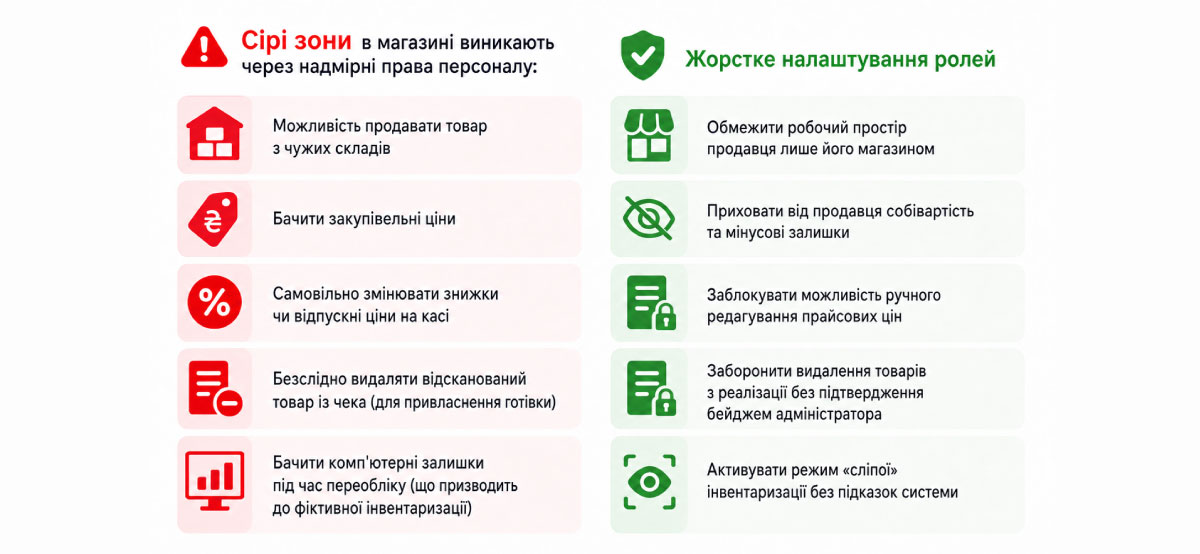 Access rights to warehouses and stores