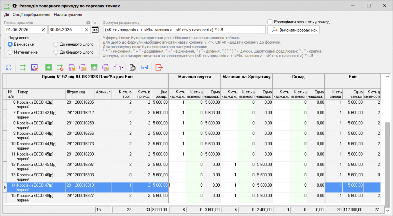 Goods receipt distribution mechanism