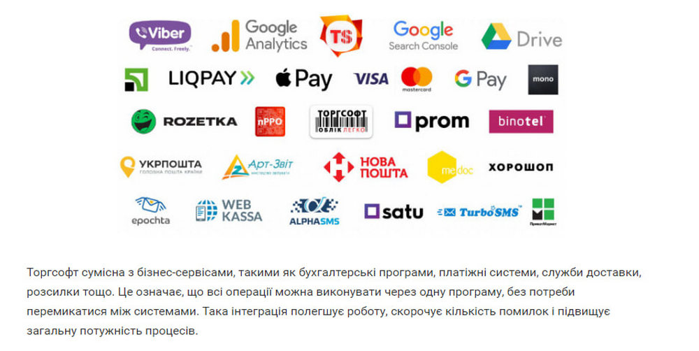Торгсофт інтегрується з різними інтернет-магазинами