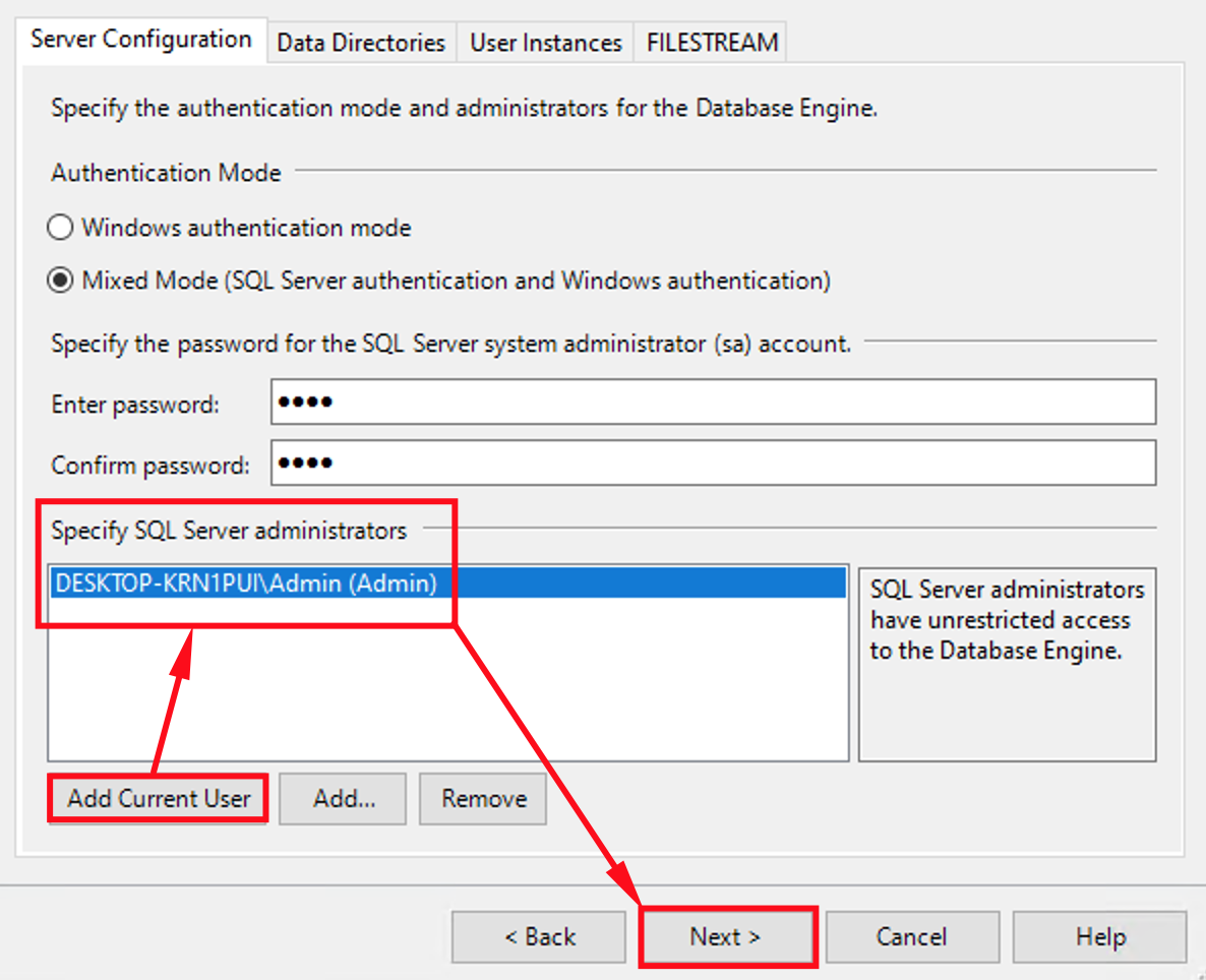 Acces la instanța SQL Server