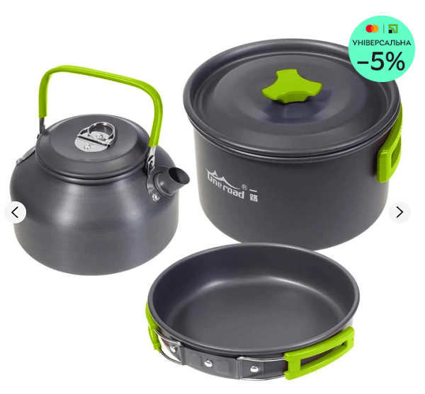 Cookware for travelling: a set of pots Cookware for travelling: a set 