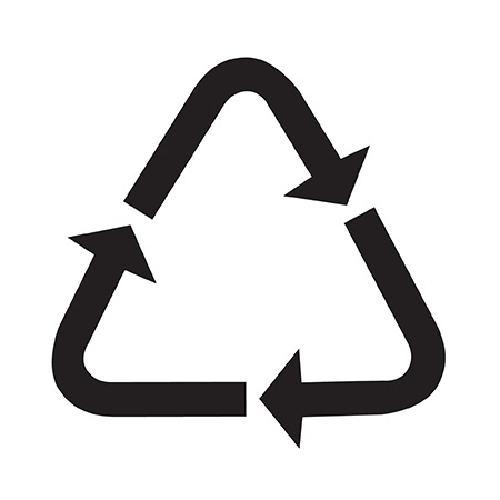 Recycling sign: production &rarr; application &rarr; disposal.