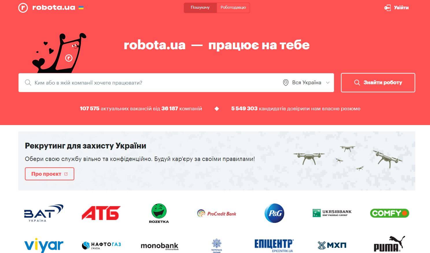 Сторінка Robota.ua