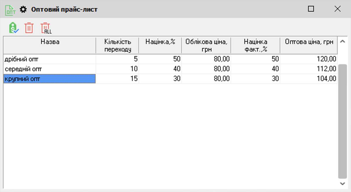 Бағаны қолдану (Баға тізімін қалыптастыру)