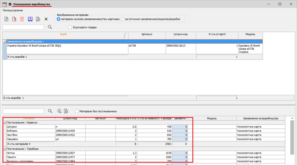 &laquo;Планування виробництва&raquo;