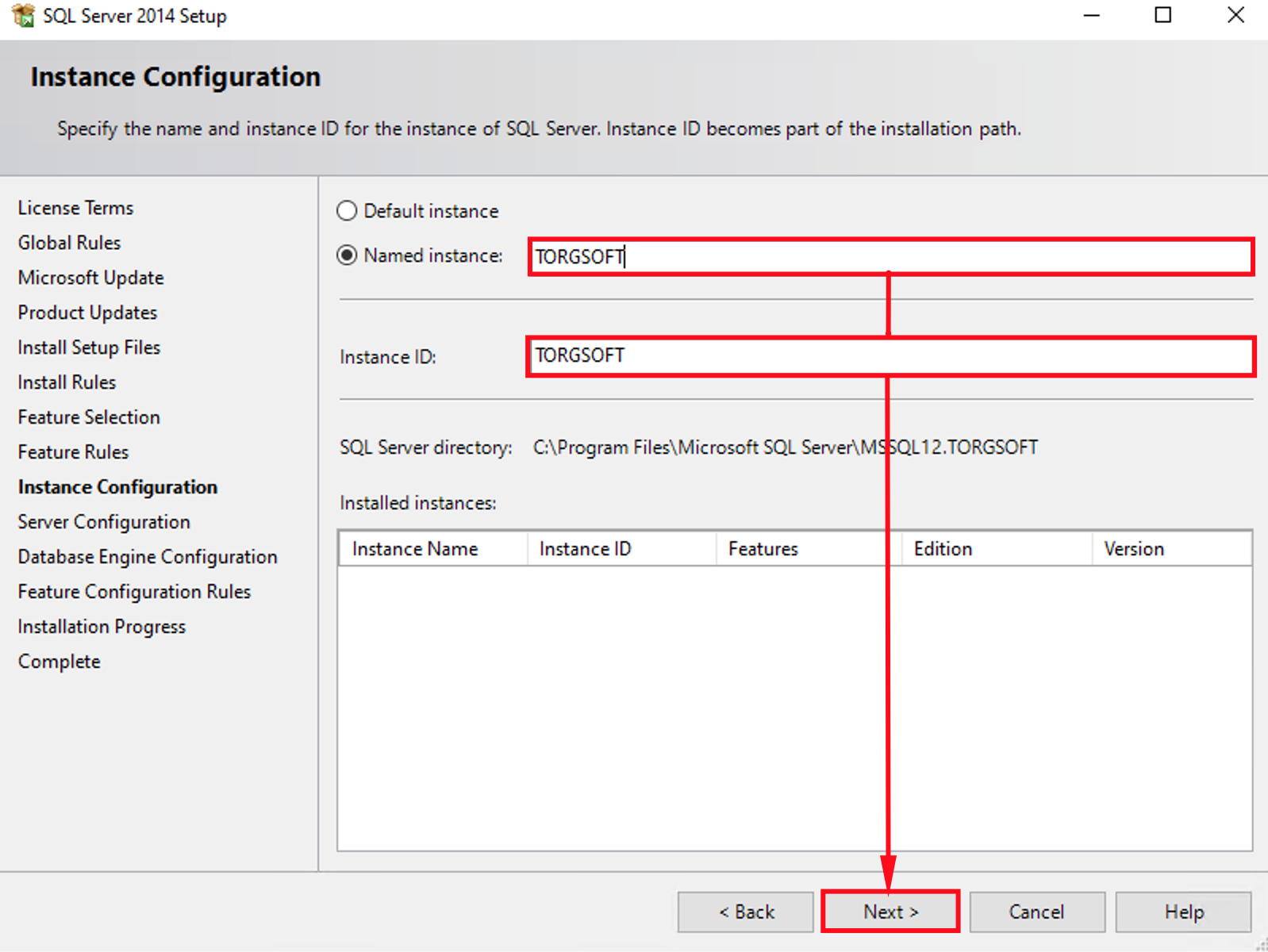 SQL данасының атауын орнату