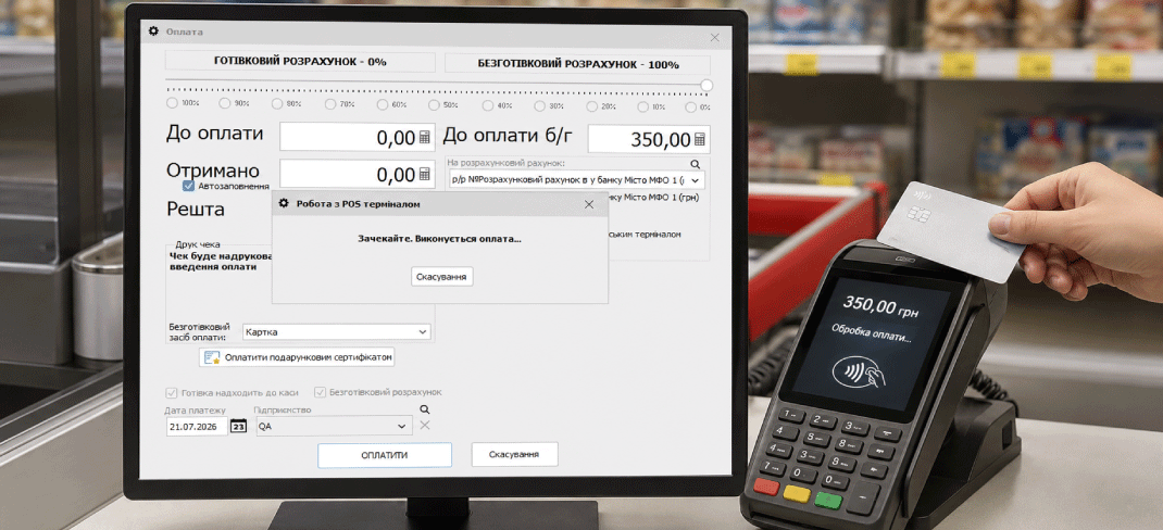 Передавання суми покупки з Торгсофт на POS-термінал