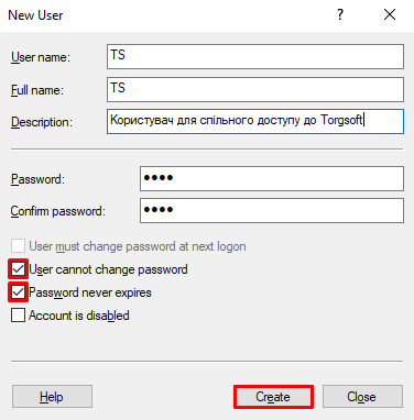 User for sharing Torgsoft