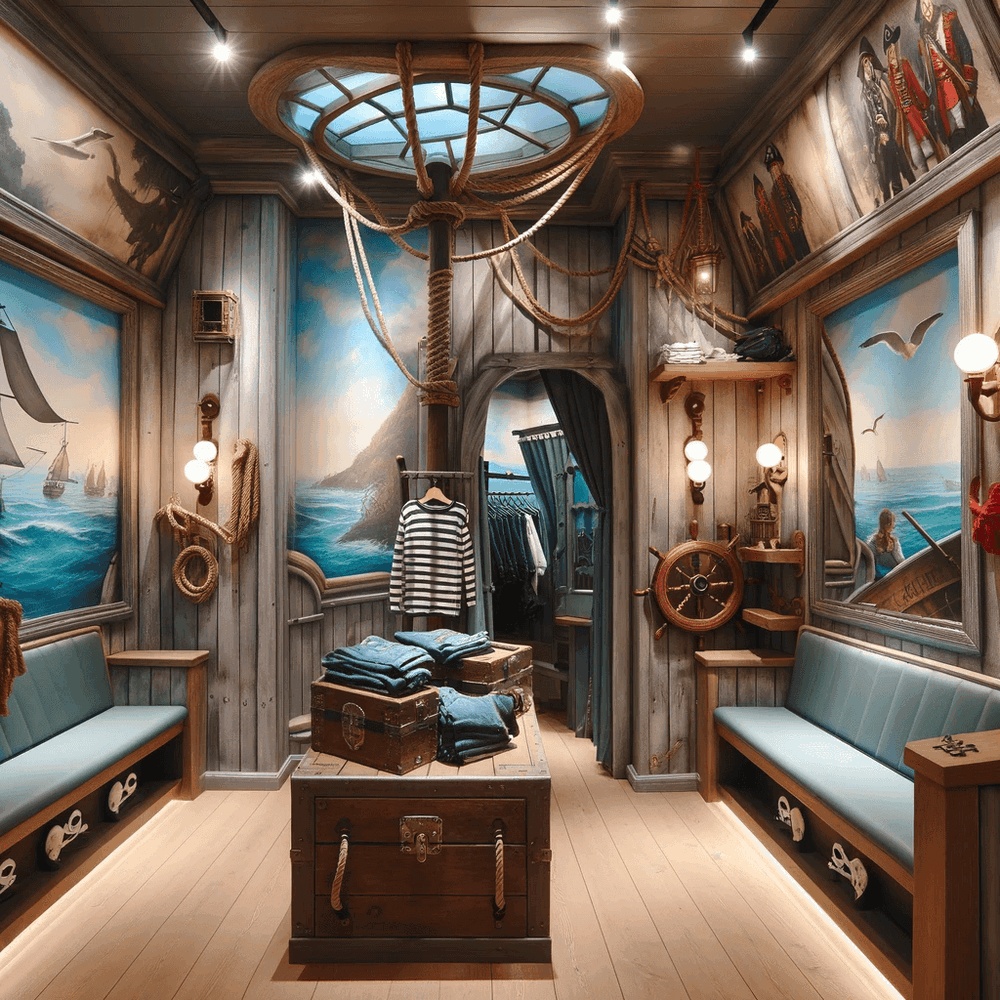 The interior of a pirate ship